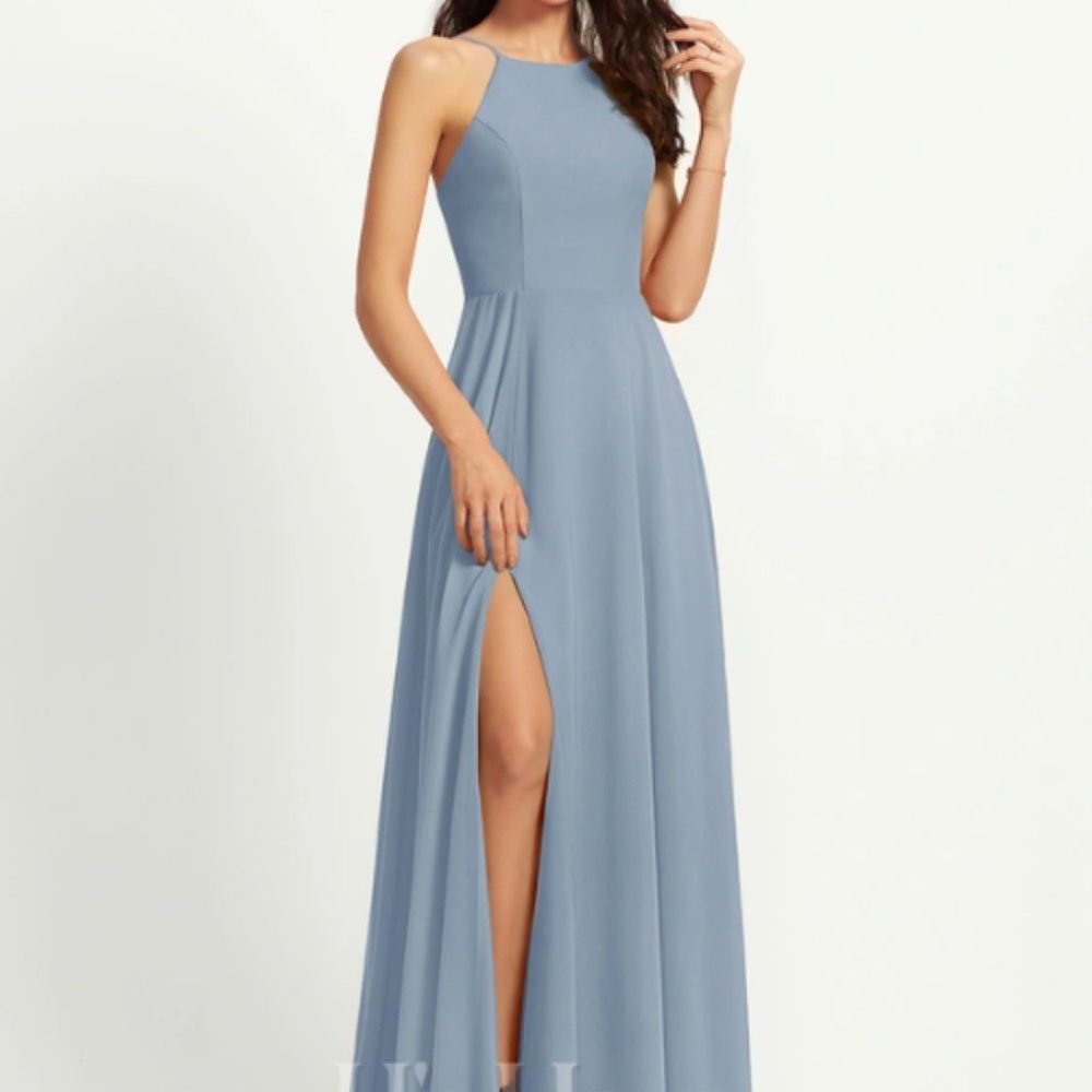 A-line Scoop Floor-Length Chiffon Dress